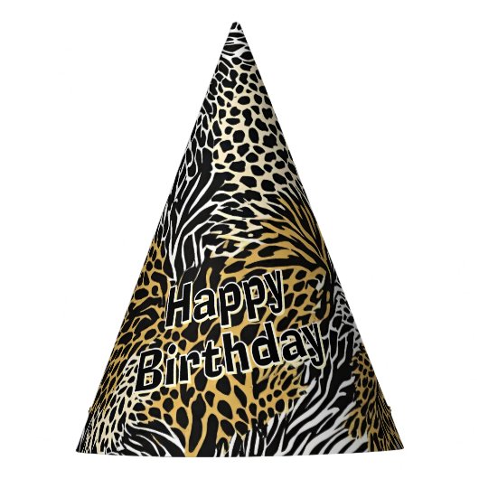 Mixed Animal Print Zebra Leopard Tiger Mixed Print Feesthoedjes (Voorkant)