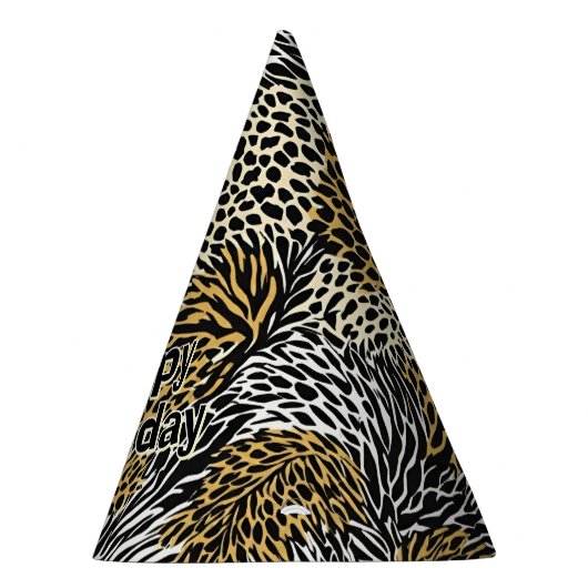 Mixed Animal Print Zebra Leopard Tiger Mixed Print Feesthoedjes (Rechts)