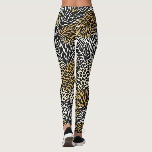 Mixed Animal Print Zebra Leopard Tiger Mixed Print Leggings (Achterkant)