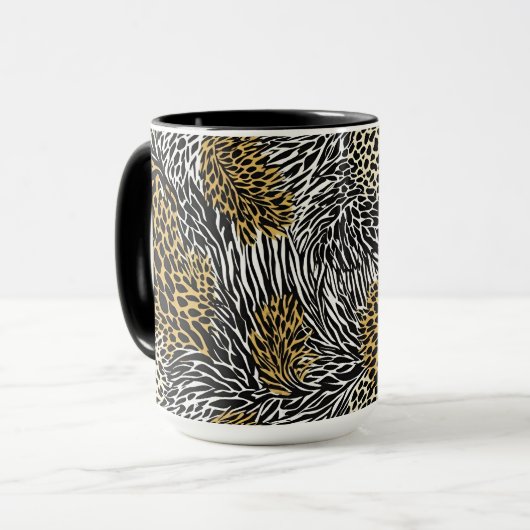 Mixed Animal Print Zebra Leopard Tiger Mixed Print Mok (Voorkant links)