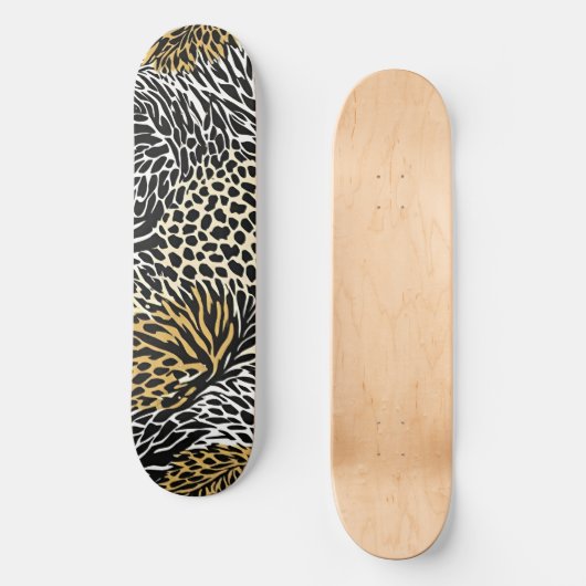 Mixed Animal Print Zebra Leopard Tiger Mixed Print Persoonlijk Skateboard (Voorkant)
