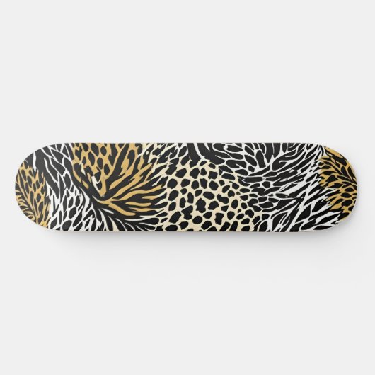 Mixed Animal Print Zebra Leopard Tiger Mixed Print Persoonlijk Skateboard (Horizontaal)