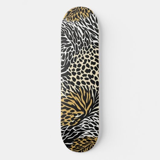 Mixed Animal Print Zebra Leopard Tiger Mixed Print Persoonlijk Skateboard (Voorkant)