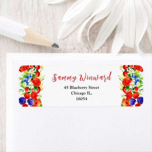 Mixed Berries and Foliage Baby Shower Etiket (Insitu)