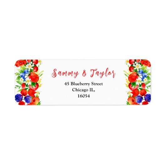 Mixed Berries and Foliage Wedding Etiket (Voorkant)