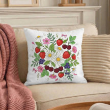 Mixed Berry Floral Throw Pillow