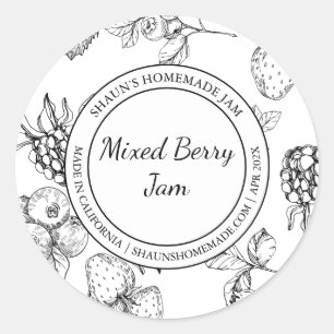 Mixed Berry Jam Sketch Modern label