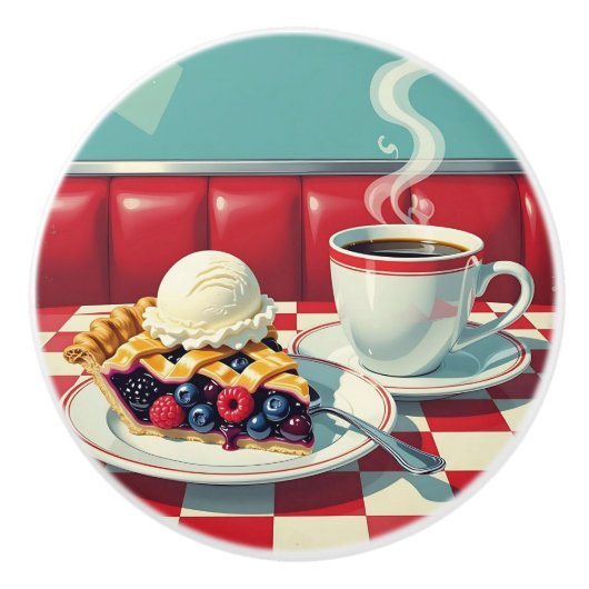 Mixed Berry Pie, Ice Cream and Coffee Keramische Knop (Voorkant)