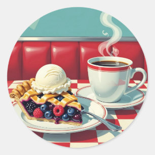 Mixed Berry Pie, ijs en koffie Ronde Sticker