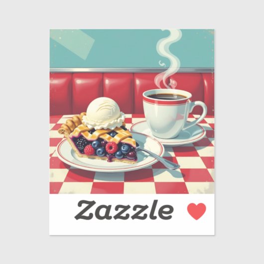 Mixed Berry Pie, ijs en koffie Sticker (Vel)