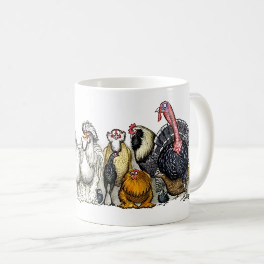 Mixed breeds of chicken and poultry mug koffiemok (Voorkant rechts)