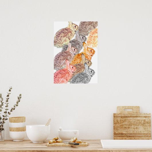 Mixed Bunny Poster Poster (Keuken)