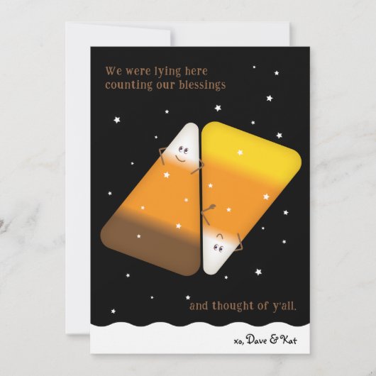 Mixed Candy Corn Paar Herfst Vakantie Kaart (Voorkant)