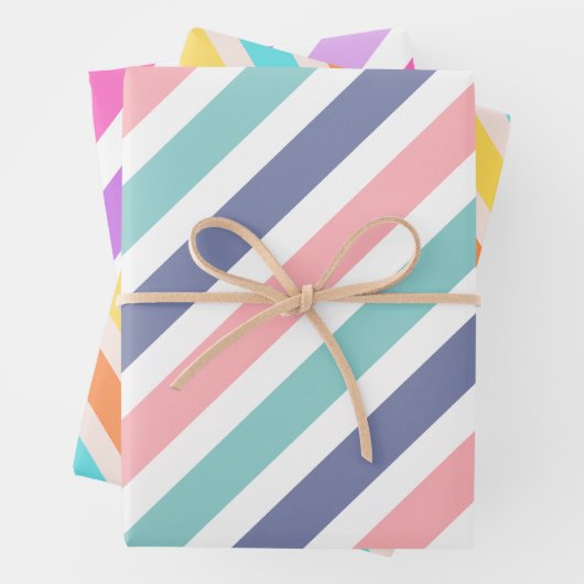Mixed Colorful Stripes Pattern Inpakpapier Vel (In situ)