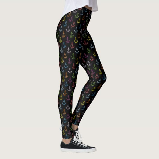 Mixed Colors Nautical Anchors Pattern Leggings (Rechts)