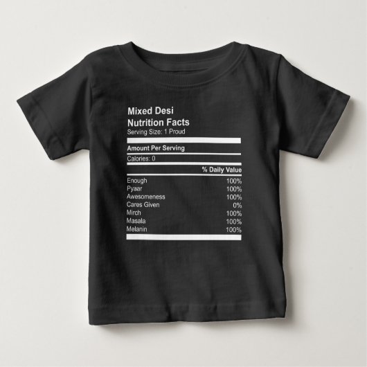 Mixed Desi Nutrition Facts Toddler Jersey T-Shirt (Voorkant)
