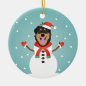Mixed Dog Kerstmis Snowman Ceramic Ornament (Voorkant)
