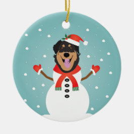 Mixed Dog Kerstmis Snowman Ceramic Ornament
