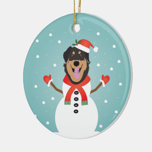 Mixed Dog Kerstmis Snowman Ceramic Ornament (Links)