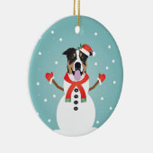 Mixed Dog Kerstmis Snowman Keramisch Ornament (Rechts)