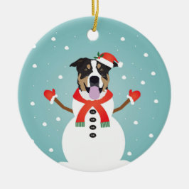 Mixed Dog Kerstmis Snowman Keramisch Ornament
