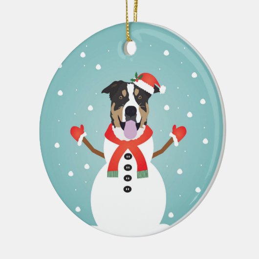 Mixed Dog Kerstmis Snowman Keramisch Ornament (Links)