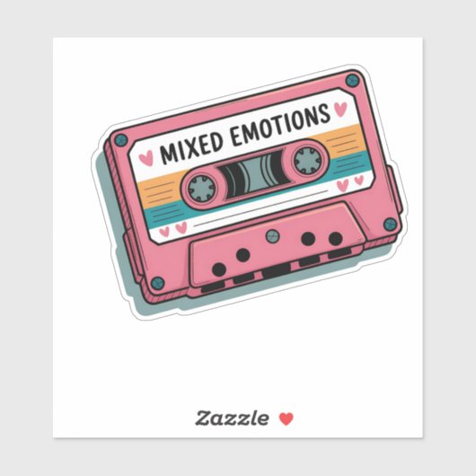 Mixed Emotions Retro Cassettebandje Art Sticker (Vel)