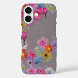 Mixed flowers in modern art iPhone 16 hoesje