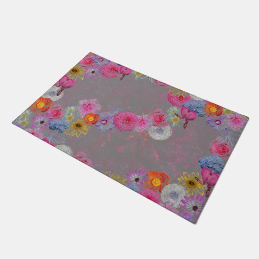 Mixed flowers in modern art deurmat (Schuin)