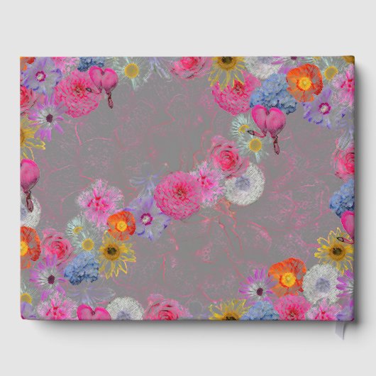 Mixed flowers in modern art gastenboek (Achterkant)