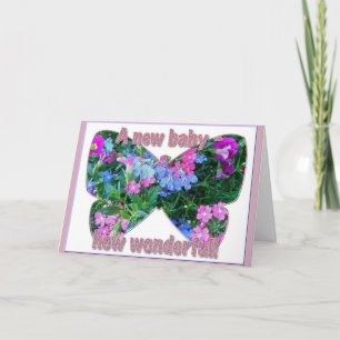 Mixed Flowers Nieuwe Baby Gefeliciteerd Roze Kaart