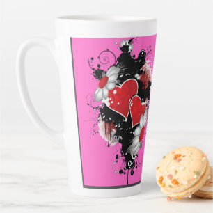 Mixed Hearts Design Latte Mok