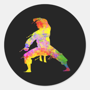 Mixed martial Arts Colorful Silhouette for Kids Ronde Sticker