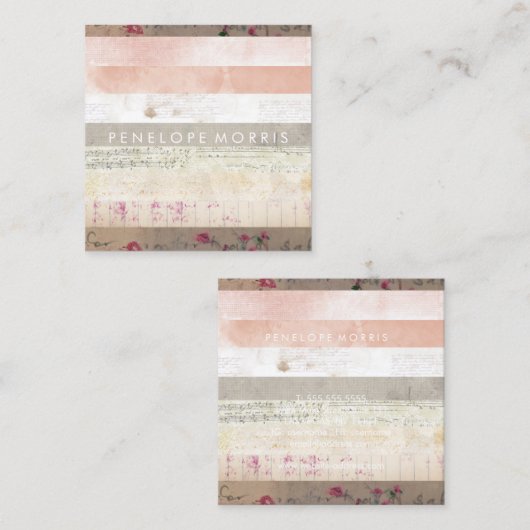 Mixed Media Abstract Beauty Stylist Vierkante Visitekaartje (Voorkant / Achterkant)