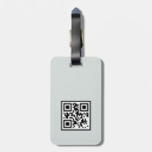 Mixed Media Abstract Grijs Blauw Monogram QR Code Bagagelabel (Achterkant verticaal)