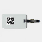 Mixed Media Abstract Grijs Blauw Monogram QR Code Bagagelabel (Achterkant horizontaal)