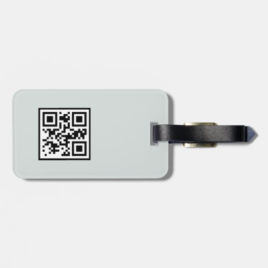 Mixed Media Abstract Grijs Blauw Monogram QR Code Bagagelabel (Achterkant horizontaal)
