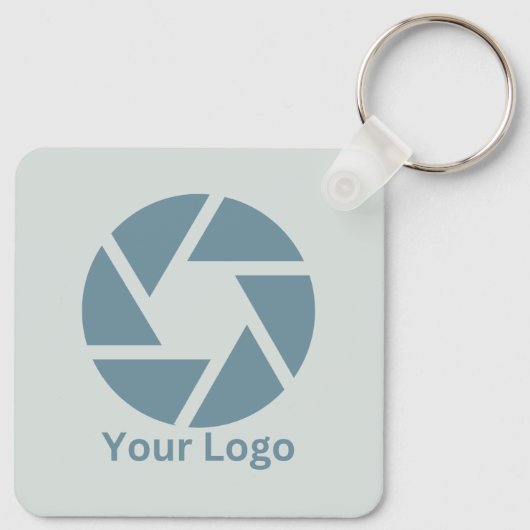 Mixed Media Abstract Grijs Grijs Blauw QR Code Sleutelhanger (Achterkant)