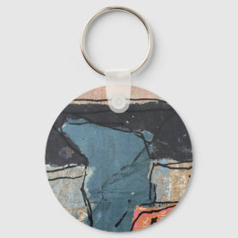 Mixed Media Abstract Grijs Grijs Blauw QR Code Sleutelhanger