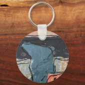 Mixed Media Abstract Grijs Grijs Blauw QR Code Sleutelhanger (Voorkant)