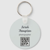 Mixed Media Abstract Grijs Grijs Blauw QR Code Sleutelhanger (Achterkant)