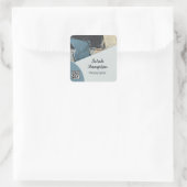 Mixed Media Abstract Grijs Grijs Blauw QR Code Vierkante Sticker (Tas)