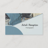 Mixed Media Abstract Grijs Grijs Blauw QR Code Visitekaartje (Voorkant)