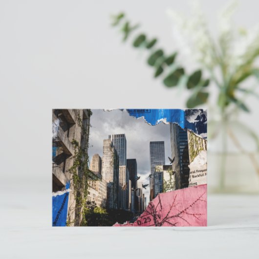 Mixed media Architecture Collage Briefkaart (Staand voorkant)