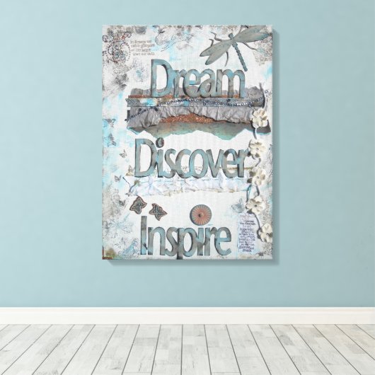 Mixed Media Art Quote Dream Canvas Afdruk (Insitu (Houten vloer))
