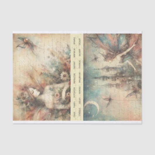 Mixed Media Artiest  Fairy Art Junk Journal Tissuepapier (Voorkant)