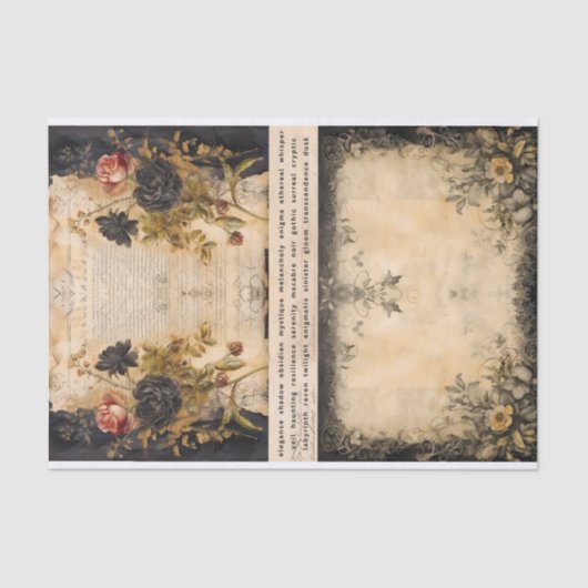 Mixed Media Artiest Junk Journal Dark Gothic Tissuepapier (Voorkant)