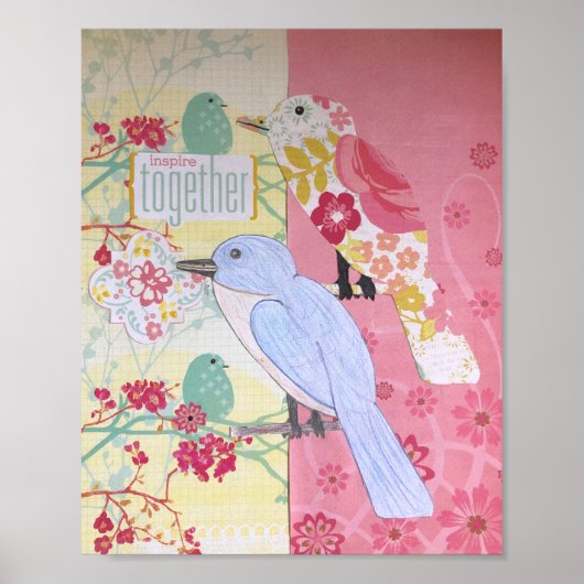 Mixed Media Bird Art Poster (Voorkant)