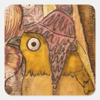 Mixed Media Bird met Pet Vierkante Sticker