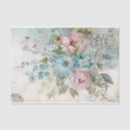  Mixed Media Blauw, Roze, Witte Bloemen Tissuepapier